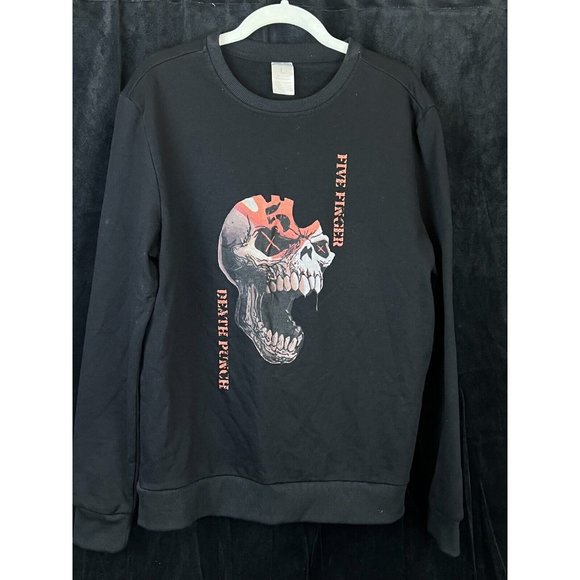 Five Finger Death Punch Mens Graphic Black Band Sweatshirt Skeleton Size Large L - Picture 1 of 10